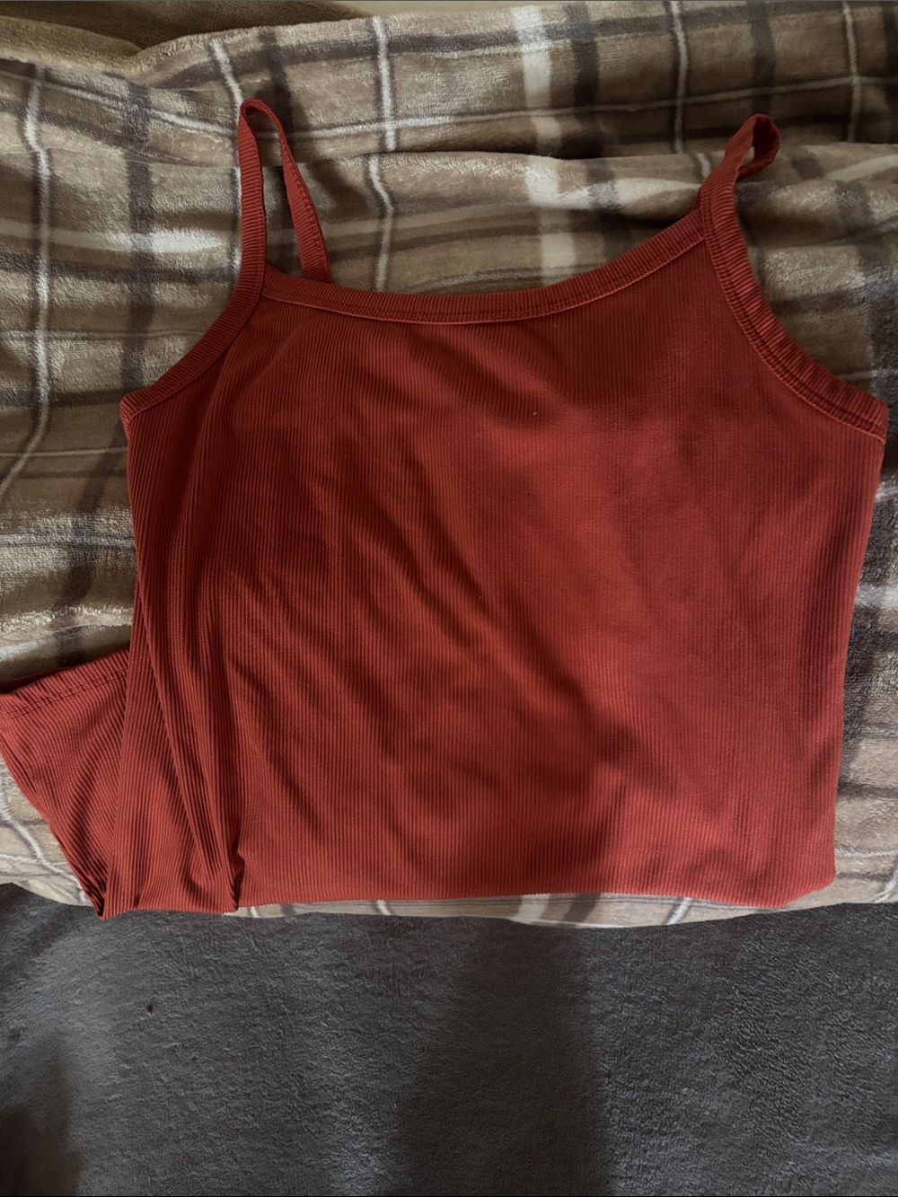 No Boundaries Ribbed Spaghetti Strap Camisole - Rust Orange